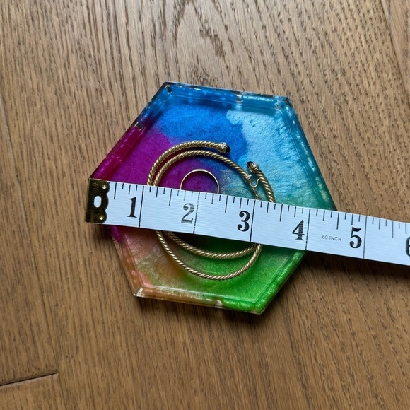 Acrylic Epoxy Jewelry Catchall Tray - Rainbow Metallic - 4” x 4.5” - Custom Made - Picture 7 of 8